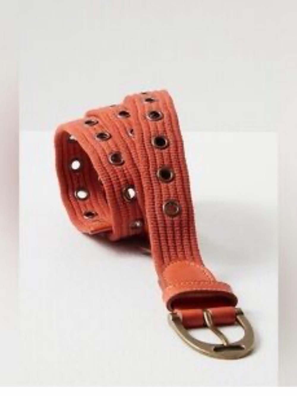 Free People Avril Canvas Grommet Belt in Rust Orange Size M/L